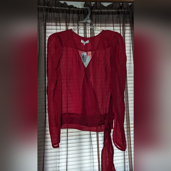 NWT Parker Blouse red long sleeve silk blend - Picture 5 of 9